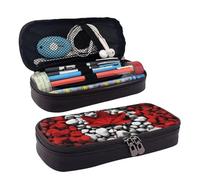 QGGHNISD Canada Flag Wallpapers Leather Pencil Case, Large Capacity Durable Pencil Box, Student Stationery Bag, Suitable for Stationery/Cosmetics/Small Items