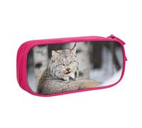QGGHNISD Canada Lynx Pencil Bag, Large Capacity Double Layer with Divider Stationery Bag,Zipper Cute Printed Cosmetic Bag for School Office Travelling