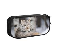 QGGHNISD Canada Lynx Pencil Bag, Large Capacity Double Layer with Divider Stationery Bag,Zipper Cute Printed Cosmetic Bag for School Office Travelling