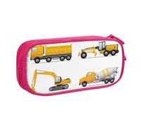QGGHNISD Cartoon Heavy Machinery Truck Pencil Bag, Large Capacity Double Layer with Divider Stationery Bag,Zipper Cute Printed Cosmetic Bag for School Office Travelling