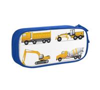 QGGHNISD Cartoon Heavy Machinery Truck Pencil Bag, Large Capacity Double Layer with Divider Stationery Bag,Zipper Cute Printed Cosmetic Bag for School Office Travelling