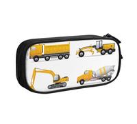 QGGHNISD Cartoon Heavy Machinery Truck Pencil Bag, Large Capacity Double Layer with Divider Stationery Bag,Zipper Cute Printed Cosmetic Bag for School Office Travelling