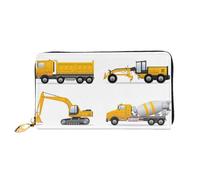 QGGHNISD Cartoon Heavy Machinery Truck Women's Long Leather Wallet with Zipper, Card Slots, Cash Pocket, Clutch Purse