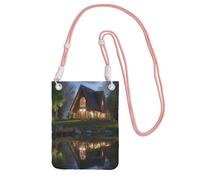 QGGHNISD Chalet By The Lake Crossbody Phone Bag Water-Resistant Large Capacity With Adjustable Strap, Compact Polyester Shoulder Bag
