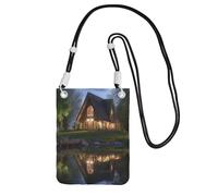 QGGHNISD Chalet By The Lake Crossbody Phone Bag Water-Resistant Large Capacity With Adjustable Strap, Compact Polyester Shoulder Bag