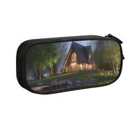 QGGHNISD Chalet by The Lake Pencil Bag, Large Capacity Double Layer with Divider Stationery Bag,Zipper Cute Printed Cosmetic Bag for School Office Travelling