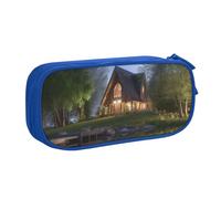 QGGHNISD Chalet by The Lake Pencil Bag, Large Capacity Double Layer with Divider Stationery Bag,Zipper Cute Printed Cosmetic Bag for School Office Travelling