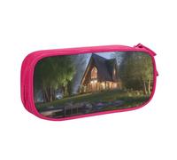 QGGHNISD Chalet by The Lake Pencil Bag, Large Capacity Double Layer with Divider Stationery Bag,Zipper Cute Printed Cosmetic Bag for School Office Travelling