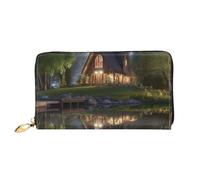 QGGHNISD Chalet by The Lake Women's Long Leather Wallet with Zipper, Card Slots, Cash Pocket, Clutch Purse