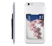 QGGHNISD Cherry Blossoms Phone Case Card Holder, Adhesive Id Credit Card Holder for The Back of Most Smartphones