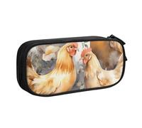 QGGHNISD Chicken Duck Pencil Bag, Large Capacity Double Layer with Divider Stationery Bag,Zipper Cute Printed Cosmetic Bag for School Office Travelling