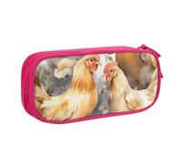 QGGHNISD Chicken Duck Pencil Bag, Large Capacity Double Layer with Divider Stationery Bag,Zipper Cute Printed Cosmetic Bag for School Office Travelling