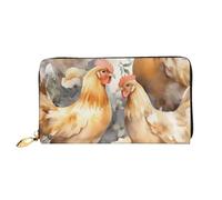 QGGHNISD Chicken Duck Women's Long Leather Wallet with Zipper, Card Slots, Cash Pocket, Clutch Purse