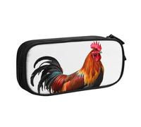 QGGHNISD Chicken Rooster Pencil Bag, Large Capacity Double Layer with Divider Stationery Bag,Zipper Cute Printed Cosmetic Bag for School Office Travelling