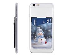 QGGHNISD Christmas Happy Snowman Phone Case Card Holder, Adhesive Id Credit Card Holder for The Back of Most Smartphones