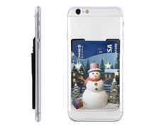 QGGHNISD Christmas Snowman2 Phone Case Card Holder, Adhesive Id Credit Card Holder for The Back of Most Smartphones
