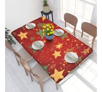 QGGHNISD Christmas2 Square Table Cover For 4ft Table, Waterproof Oil Resistant Tablecloth With Elastic Edge, 122 X 76 Cm