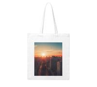 QGGHNISD City In The Sunset Canvas Tote Bag Large Reusable Shopping Bag With Double-Sided Print, 41x38cm Everyday Carry Handbag