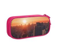 QGGHNISD City in The Sunset Pencil Bag, Large Capacity Double Layer with Divider Stationery Bag,Zipper Cute Printed Cosmetic Bag for School Office Travelling