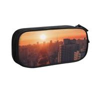 QGGHNISD City in The Sunset Pencil Bag, Large Capacity Double Layer with Divider Stationery Bag,Zipper Cute Printed Cosmetic Bag for School Office Travelling