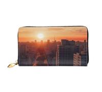 QGGHNISD City in The Sunset Women's Long Leather Wallet with Zipper, Card Slots, Cash Pocket, Clutch Purse