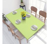 QGGHNISD Classic Green Striped Square Table Cover For 4ft Table, Waterproof Oil Resistant Tablecloth With Elastic Edge, 122 X 76 Cm
