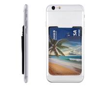 QGGHNISD Coconut Palm Tree Sandy Beach Phone Case Card Holder, Adhesive Id Credit Card Holder for The Back of Most Smartphones