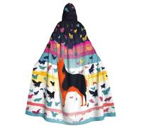 QGGHNISD Colorful Animal Halloween Hooded Cloak For Adults, Long Polyester Cape With Big Hood For Cosplay, Party, Costume