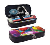 QGGHNISD Colorful Ball Leather Pencil Case, Large Capacity Durable Pencil Box, Student Stationery Bag, Suitable for Stationery/Cosmetics/Small Items