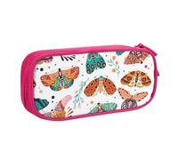 QGGHNISD Colorful Butterflies and Moths Pencil Bag, Large Capacity Double Layer with Divider Stationery Bag,Zipper Cute Printed Cosmetic Bag for School Office Travelling