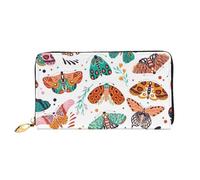 QGGHNISD Colorful Butterflies and Moths Women's Long Leather Wallet with Zipper, Card Slots, Cash Pocket, Clutch Purse