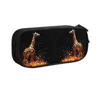 QGGHNISD Colorful Giraffe Pencil Bag, Large Capacity Double Layer with Divider Stationery Bag,Zipper Cute Printed Cosmetic Bag for School Office Travelling