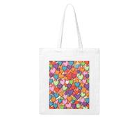 QGGHNISD Colorful Heart Pattern Canvas Tote Bag Large Reusable Shopping Bag With Double-Sided Print, 41x38cm Everyday Carry Handbag