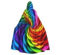 QGGHNISD Colorful Rainbow Halloween Hooded Cloak For Adults, Long Polyester Cape With Big Hood For Cosplay, Party, Costume