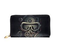 QGGHNISD Cool Gear Women's Long Leather Wallet with Zipper, Card Slots, Cash Pocket, Clutch Purse