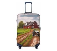 QGGHNISD Country Road with Farm and Tractor Luggage Case Protector - Scratch Resistant Elastic Travel Luggage Cover - Fits 18-32 Inch Suitcases M