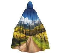 QGGHNISD Countryside Road Halloween Hooded Cloak For Adults, Long Polyester Cape With Big Hood For Cosplay, Party, Costume