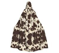 QGGHNISD Cow Fur Print Halloween Hooded Cloak For Adults, Long Polyester Cape With Big Hood For Cosplay, Party, Costume