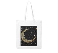 QGGHNISD Crescent Moon Pattern On Black Background Canvas Tote Bag Large Reusable Shopping Bag With Double-Sided Print, 41x38cm Everyday Carry Handbag