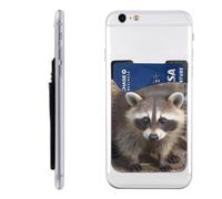 QGGHNISD Cub Raccoon Phone Case Card Holder, Adhesive Id Credit Card Holder for The Back of Most Smartphones