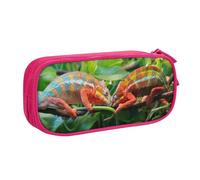 QGGHNISD Cute Chameleon Pencil Bag, Large Capacity Double Layer with Divider Stationery Bag,Zipper Cute Printed Cosmetic Bag for School Office Travelling