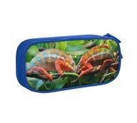 QGGHNISD Cute Chameleon Pencil Bag, Large Capacity Double Layer with Divider Stationery Bag,Zipper Cute Printed Cosmetic Bag for School Office Travelling