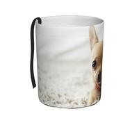 QGGHNISD Cute Chihuahua Car Trash Can, Collapsible Car Bin, Portable Car Waterproof & Leak-Proof Trash Bag