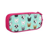 QGGHNISD Cute French Bulldog Pencil Bag, Large Capacity Double Layer with Divider Stationery Bag,Zipper Cute Printed Cosmetic Bag for School Office Travelling