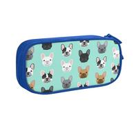 QGGHNISD Cute French Bulldog Pencil Bag, Large Capacity Double Layer with Divider Stationery Bag,Zipper Cute Printed Cosmetic Bag for School Office Travelling