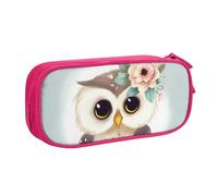 QGGHNISD Cute Owl with Flowers Pencil Bag, Large Capacity Double Layer with Divider Stationery Bag,Zipper Cute Printed Cosmetic Bag for School Office Travelling