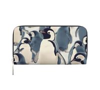 QGGHNISD Cute Penguin Animal Pattern Long Wallet Women Leather Zipper Clutch Purse Large Capacity Card Holder Organizer
