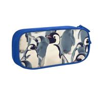 QGGHNISD Cute Penguin Animal Pattern Pencil Bag, Large Capacity Double Layer with Divider Stationery Bag,Zipper Cute Printed Cosmetic Bag for School Office Travelling