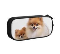 QGGHNISD Cute Pomeranian Pencil Bag, Large Capacity Double Layer with Divider Stationery Bag,Zipper Cute Printed Cosmetic Bag for School Office Travelling