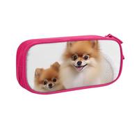 QGGHNISD Cute Pomeranian Pencil Bag, Large Capacity Double Layer with Divider Stationery Bag,Zipper Cute Printed Cosmetic Bag for School Office Travelling